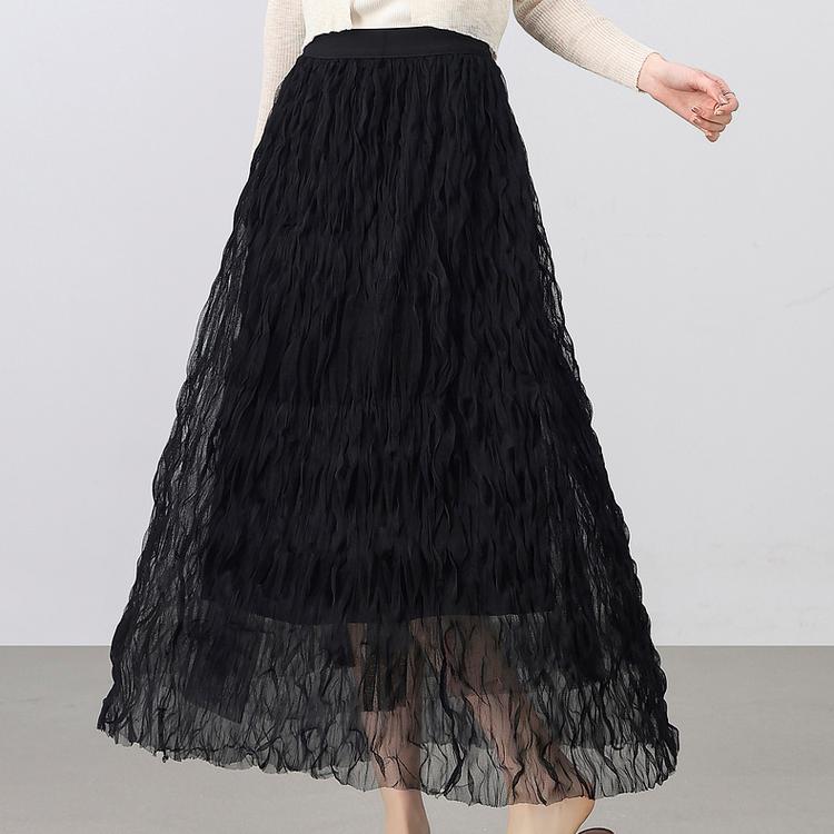Sweet Style Mesh A-Line Ruffle Skirt for Women – Perfect for Spring & Summer 2