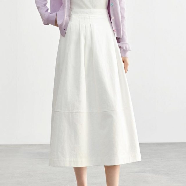 Elegant Women's A-Line Midi Skirt with Pockets - Spring/Summer 2025 Collection