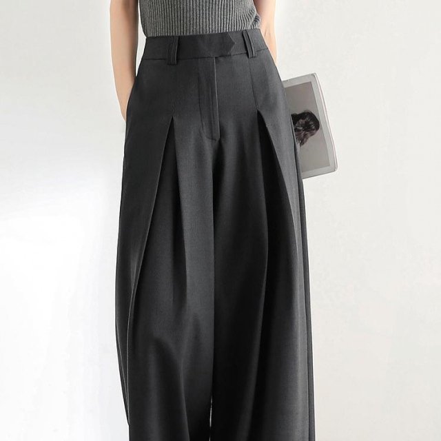 Elegant Women's Wide Leg Office Pants - Spring Fashion Full-Length Trousers