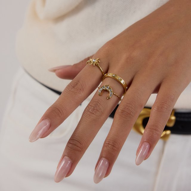 3-Piece Gold Star & Moon Stacking Rings Set