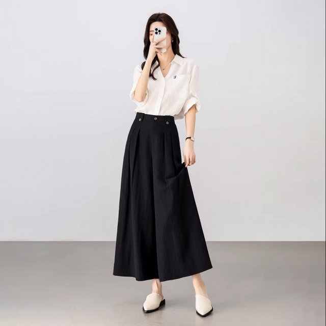High Waist Wide Leg Lyocell Pants for Women – Summer Office Style