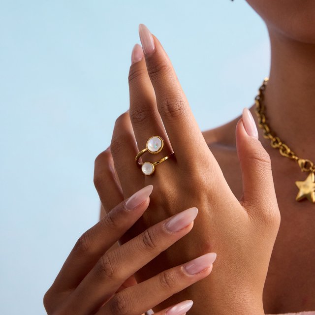 Minimalist 18K Gold Plated Zircon Open Ring