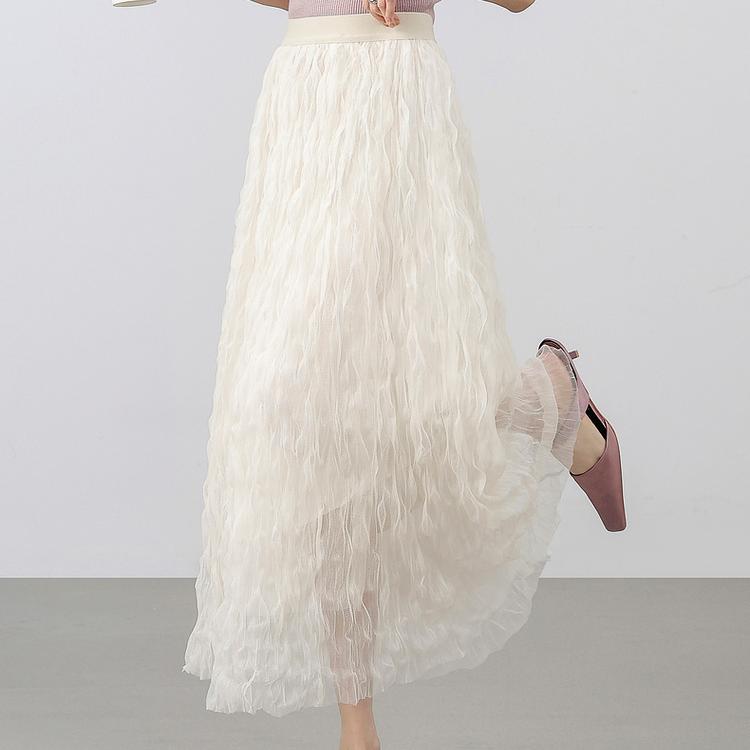Sweet Style Mesh A-Line Ruffle Skirt for Women – Perfect for Spring & Summer 3