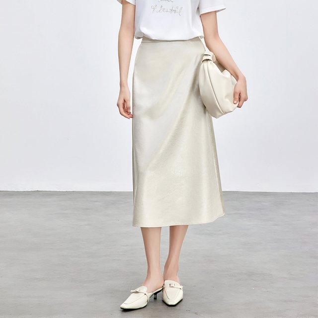 Elegant A-Line Office Skirt for Women – Mid-Calf Slit Business Skirt