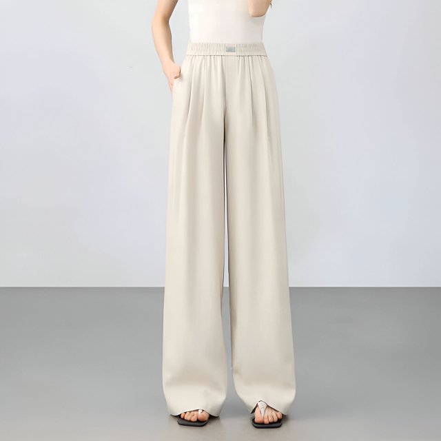 High Waist Wide Leg Lyocell Linen Pants for Women – Spring Summer Trousers