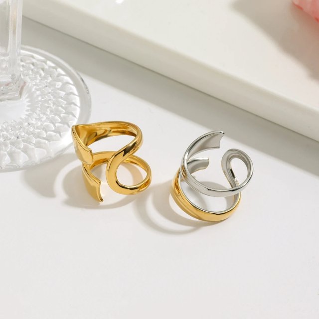 Elegant 18K Gold-Plated Open Ring for Women