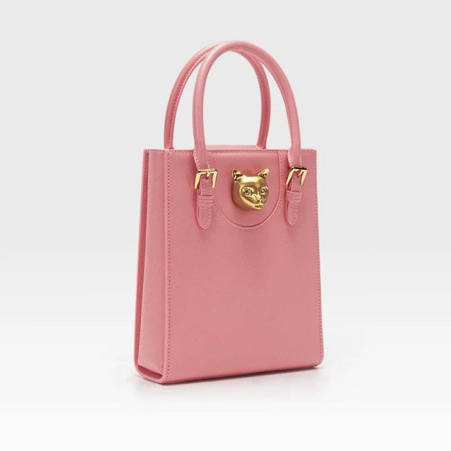 Luxury Cat-Inspired Mini Tote Crossbody – Trendy Split Leather Shoulder Bag