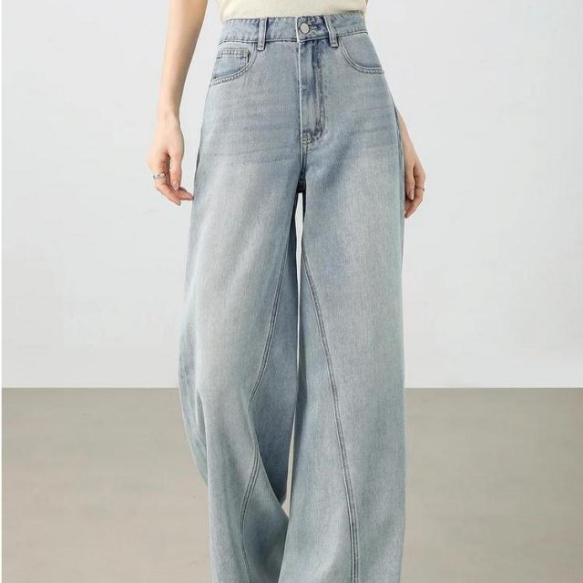 Women's High-Waist Straight Cotton Jeans