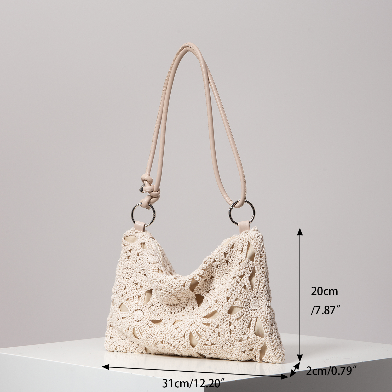 Boho Hollow Knit Shoulder Tote – Woven Beach Bag for Women 6