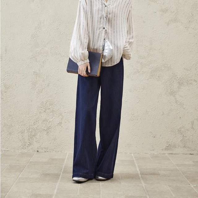 High Waist Wide Leg Denim Pants for Women
