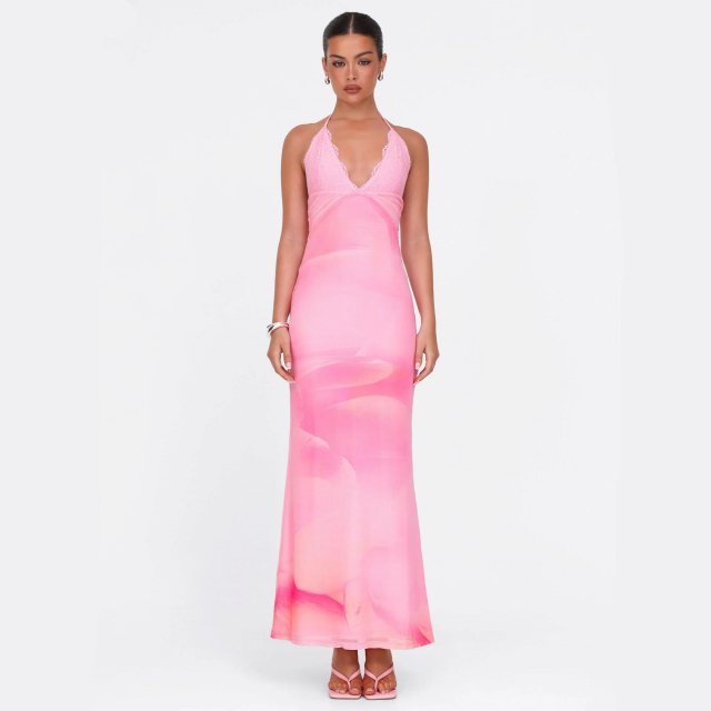 Backless Spaghetti Strap Maxi Dress – Sexy V-Neck Bodycon Gown