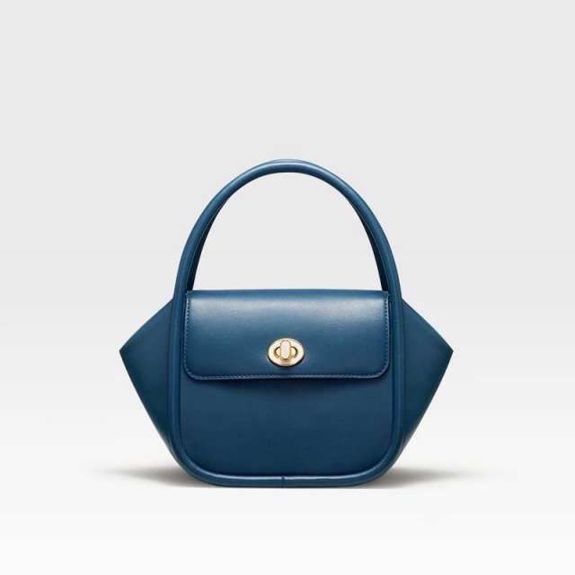 Women's Winter Wool Handbag with Leather Flap, Evening Purse and Shoulder Bag