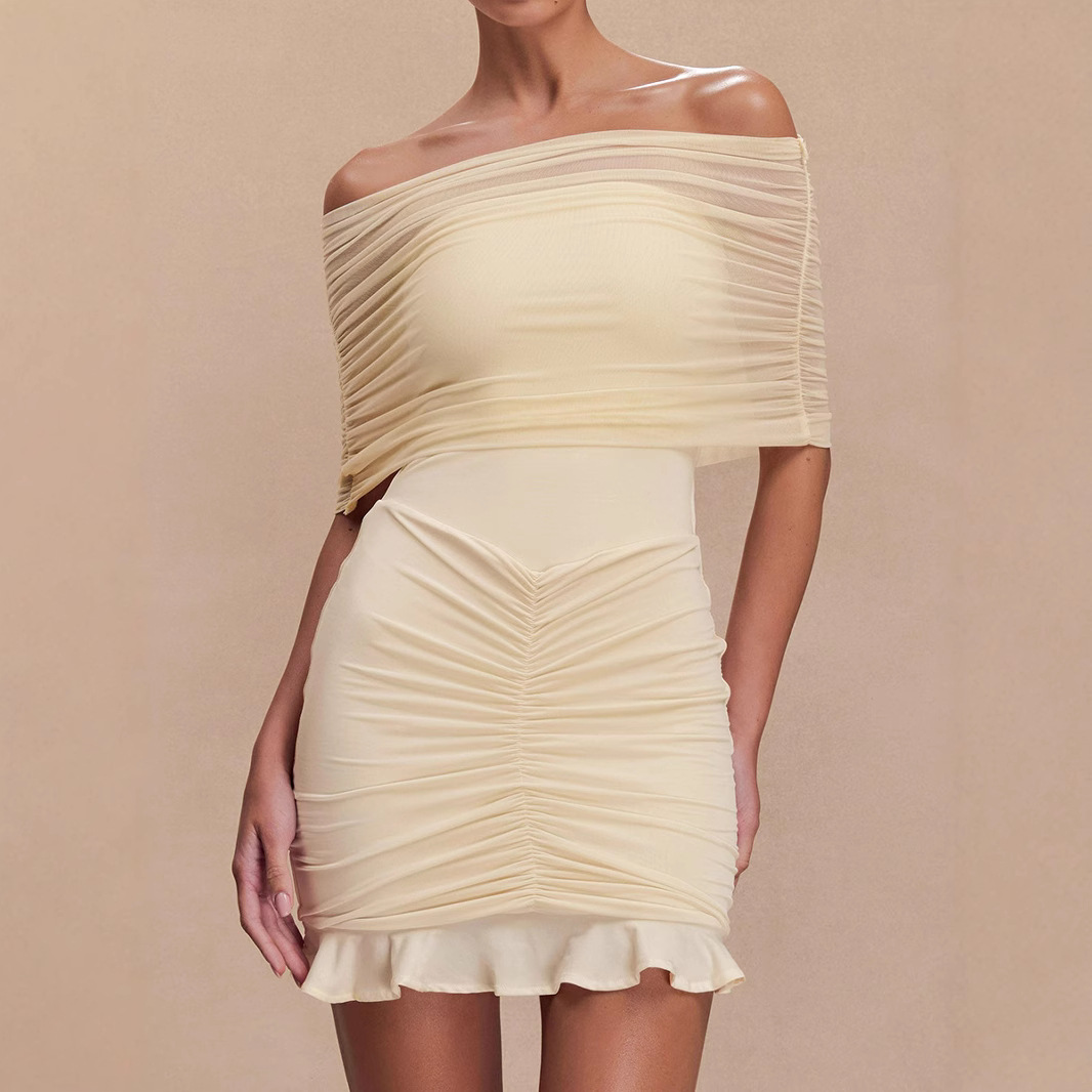 Summer Off The Shoulder Mini Bodycon Mesh Dress 2