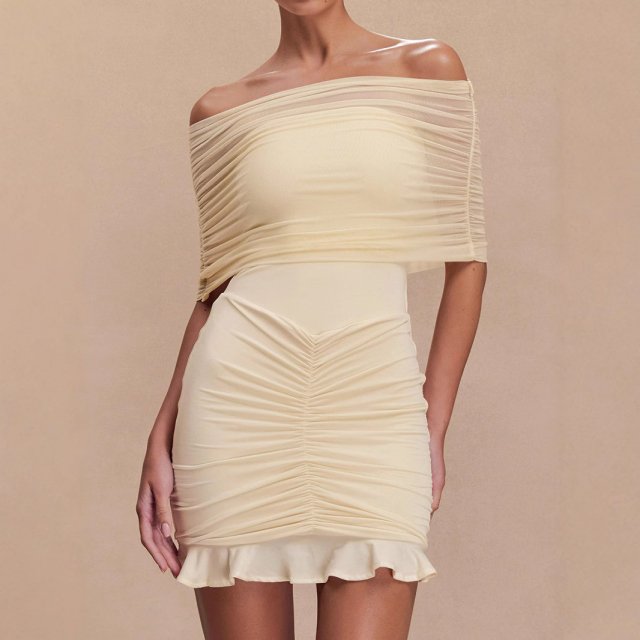 Summer Off The Shoulder Mini Bodycon Mesh Dress