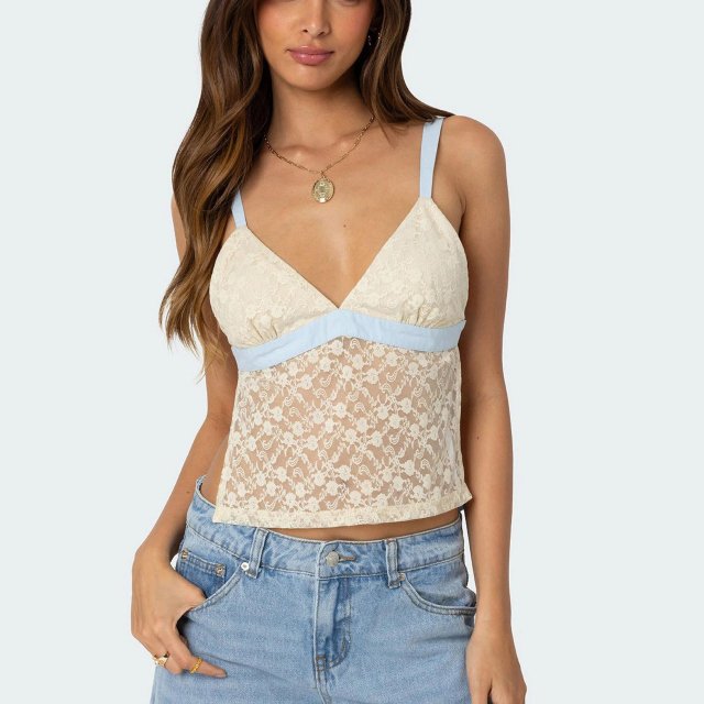 Vintage Lace Patchwork Backless Camisole for Women