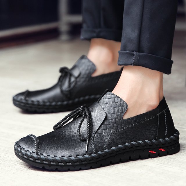Spring Handmade Leather Men’s Casual Slip-On Loafers