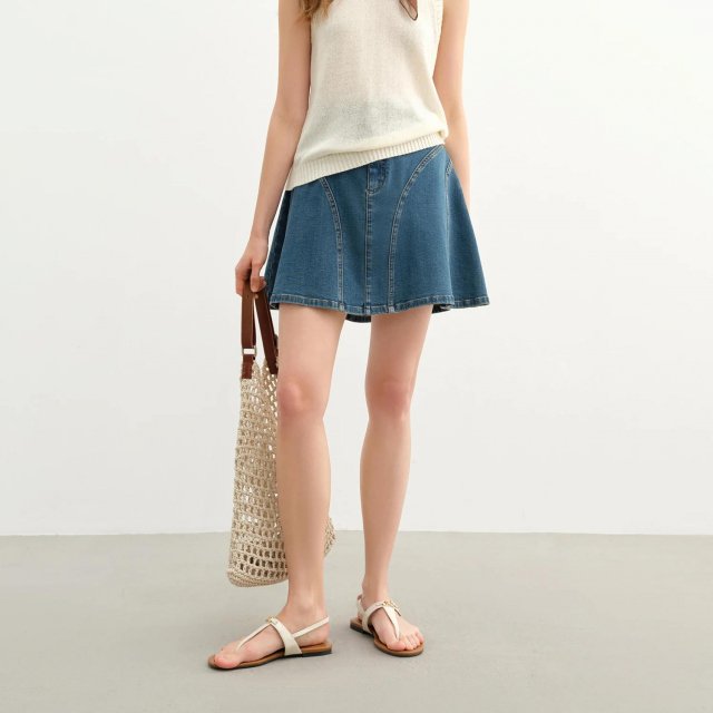 Plus Size High-Waisted Denim A-Line Mini Skirt