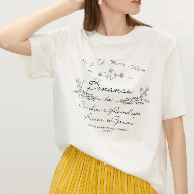 Floral Letter Print Casual T-Shirt for Women