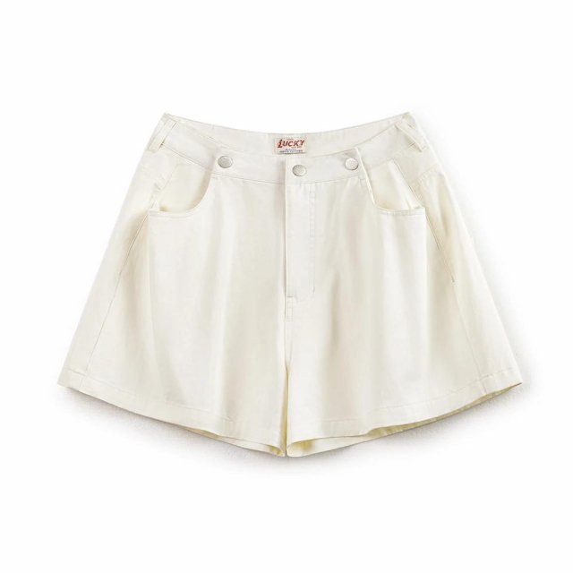 Beige Cotton Casual A-Line Shorts for Women – Summer Loose Fit Streetwear