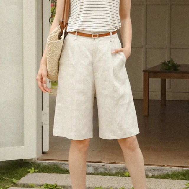 Women's High Waist Linen Shorts – Casual Summer Streetwear