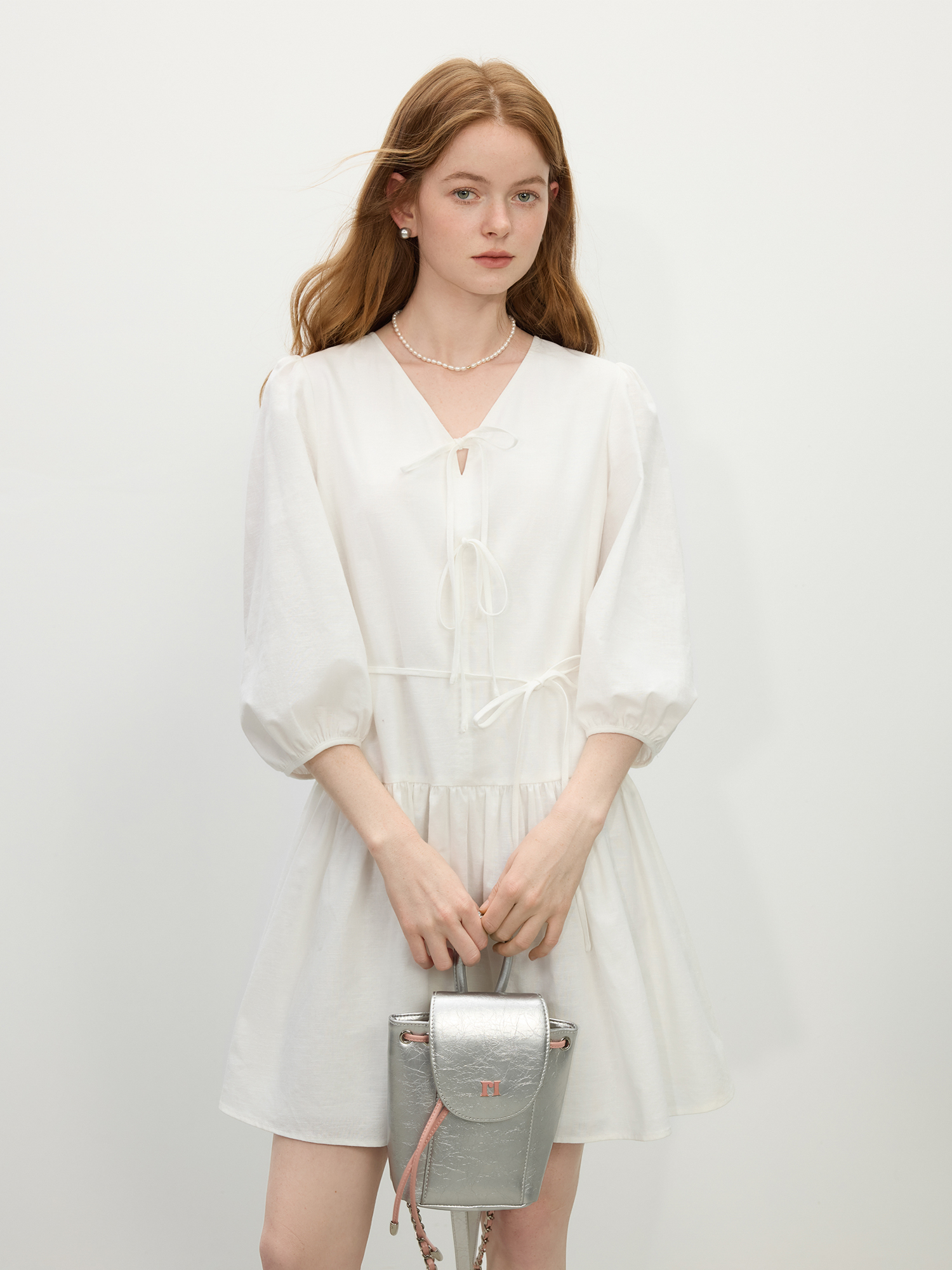Summer V-Neck Bow Linen A-Line Dress – Casual to Chic Elegance 4