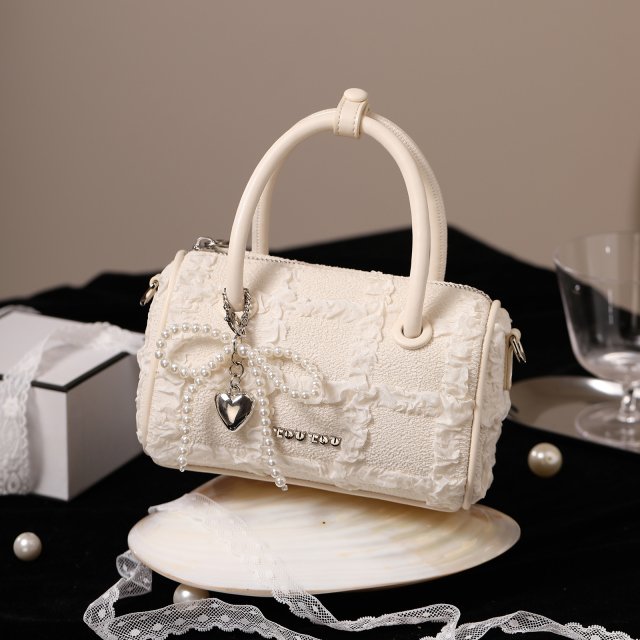 Chic Mini Boston Bowling Handbag with Adjustable Strap – Cute Holiday Purse