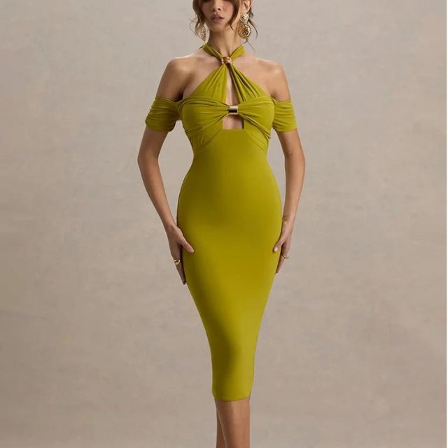 Halter Backless Hollow-Out Midi Dress