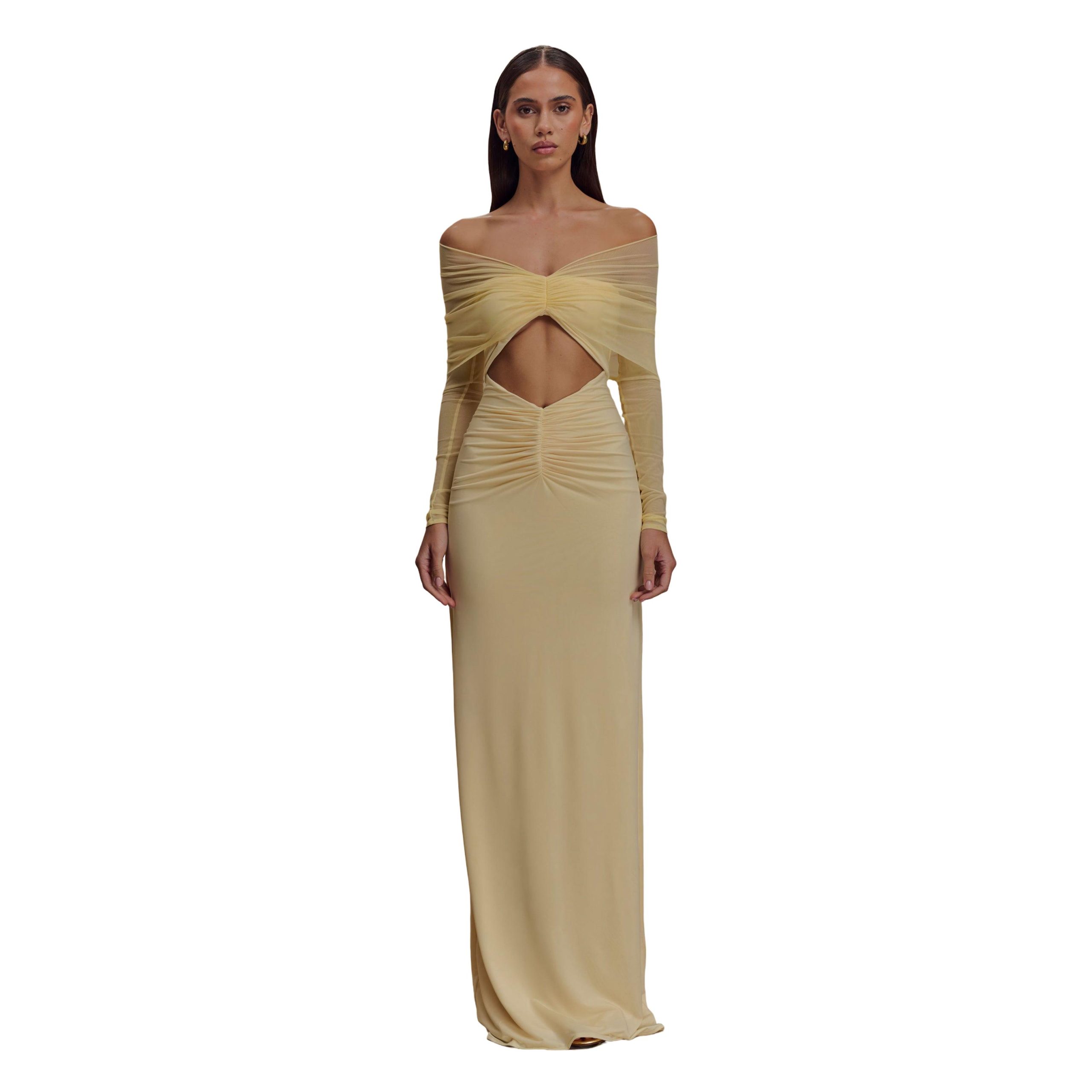 Sexy Off-Shoulder Hollow Out Ruched Maxi Dress for Women 2