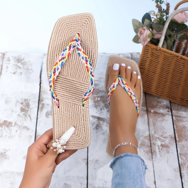 Women's Colorful Flat Herringbone Slippers