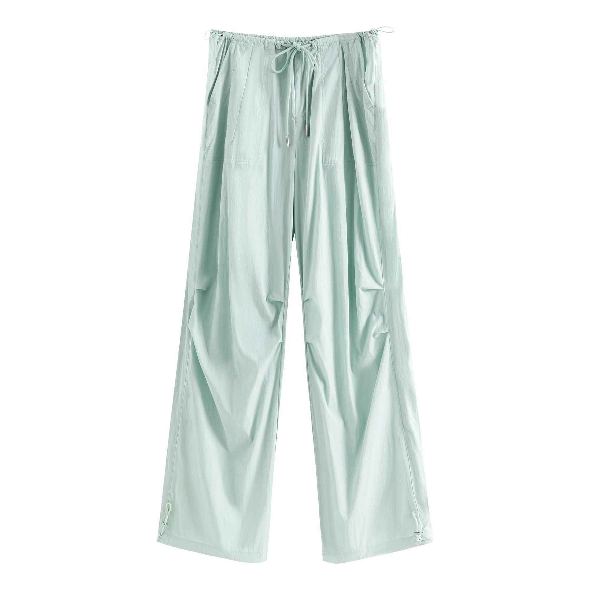 Summer Light Green Elastic High-Waist Casual Overalls for Women view 2