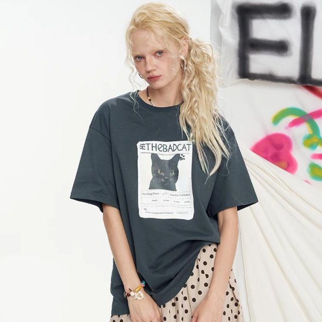 Summer Cartoon Print Loose Cotton T-Shirt