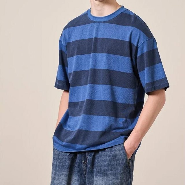 Men's Vintage Striped Oversized Cotton T-Shirt