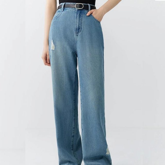 High Waist Ripped Wide Leg Jeans for Women