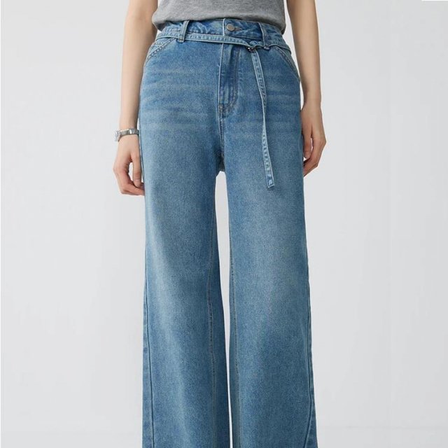 High Waist Wide Leg Straight Jeans for Women