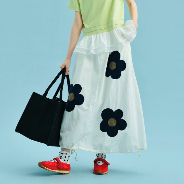 Summer Cotton Floral A-Line Skirt