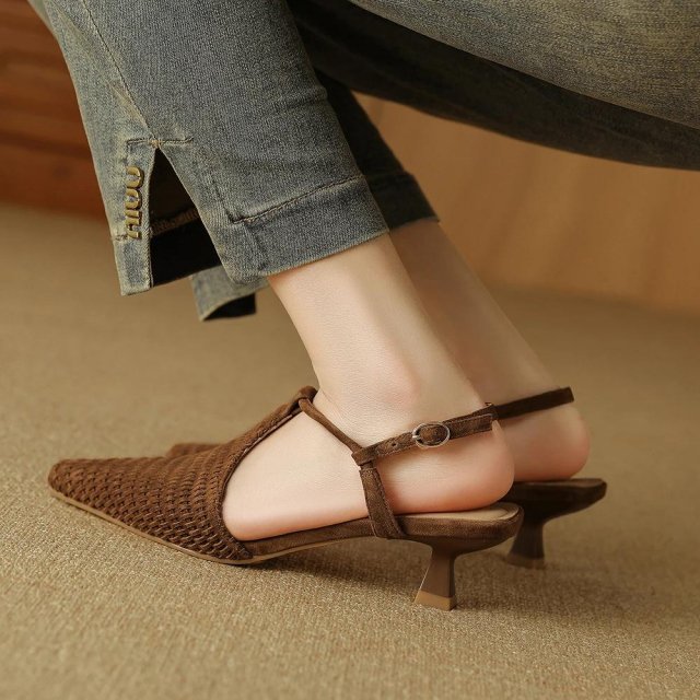 Elegant Suede Slingback Heels – Pointed Toe Party & Office Sandals