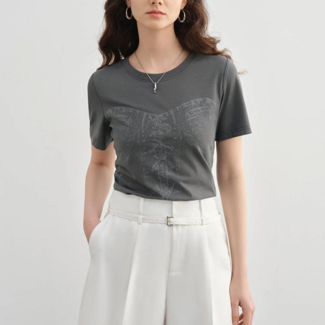 Plus Size Women's Summer Slogan Knit T-Shirt - Slim Fit Casual Tee