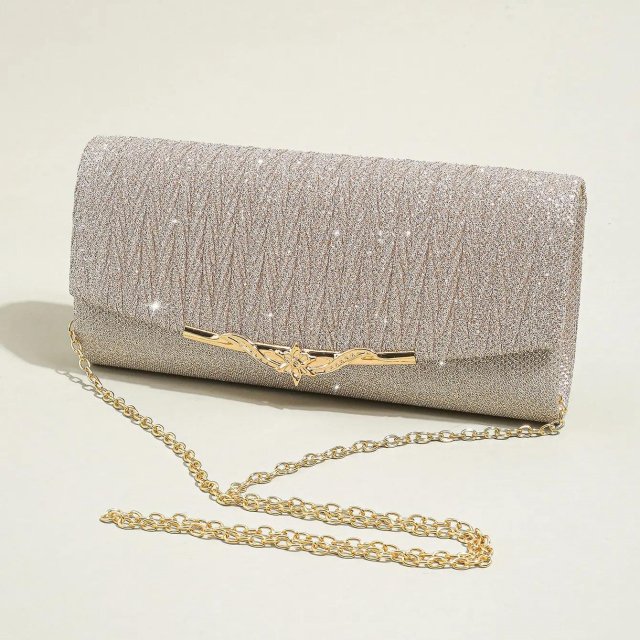Glitter Evening Clutch Purse for Women – Detachable Chain Handbag for Weddings & Parties