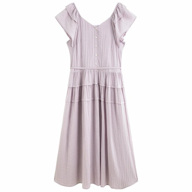 Elegant Square Neck Summer Midi Dress with Flutter Sleeves