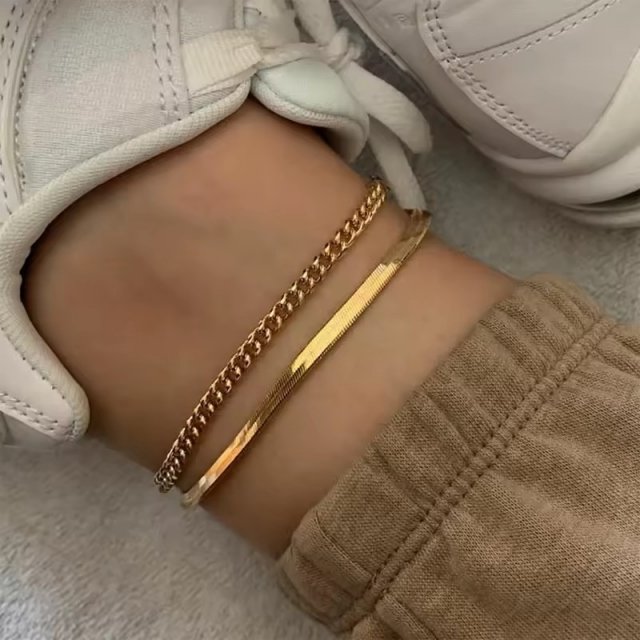 18K Gold Plated Waterproof Snake Bone Anklet – Stylish & Rust Proof