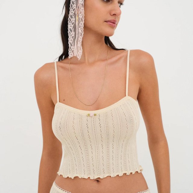 Summer Knitted Flower Patchwork Spaghetti Strap Cropped Tank Top