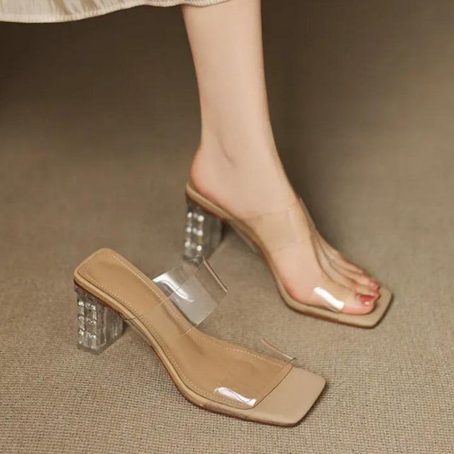 Sexy Clear Strap High Heel PVC Summer Sandals