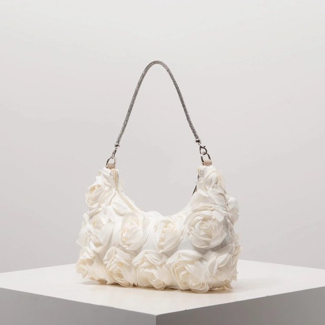 Elegant Rose Sequin Shoulder Bag for Women – Party & Wedding Floral Handbag