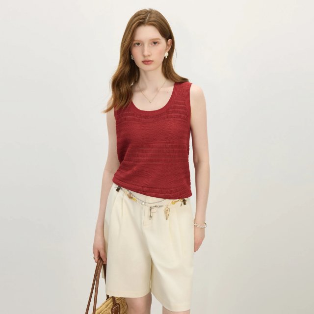 Summer Knit U-Neck Hollow Vest Camisole for Women