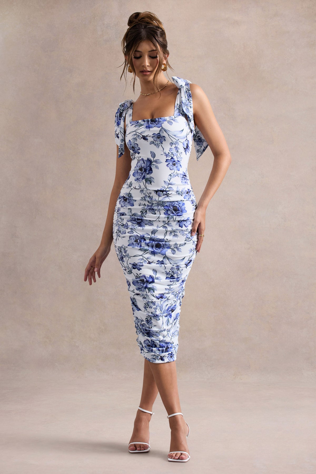 Floral Print Backless Bodycon Maxi Dress with Spaghetti Straps 6