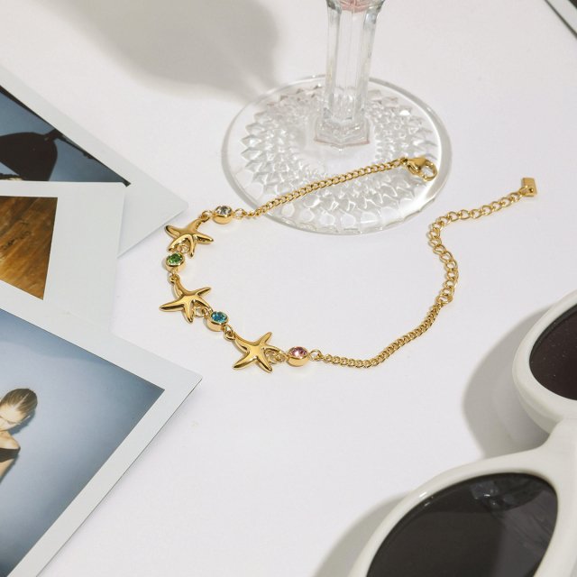 Women's 18K Gold-Plated Starfish Bracelet with Colorful Zircon for Ocean-Inspired Elegance 6 9155e362ac8546fed26dfea889bfec94.jpg