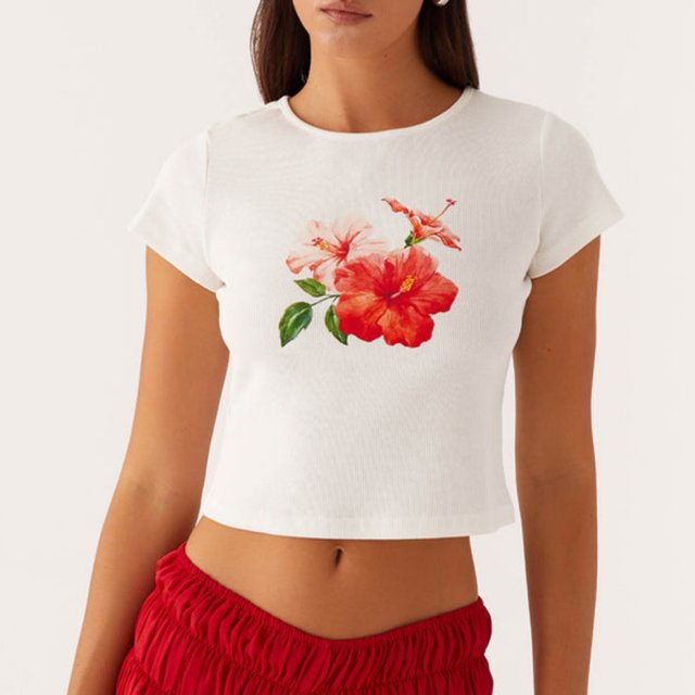 Floral Print Slim Fit Crop Top for Women