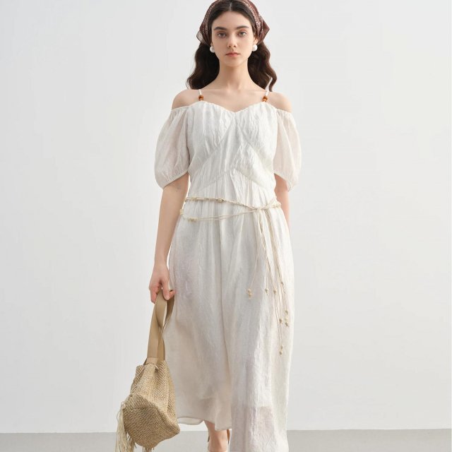 Summer Plus-Size French Style A-Line Dress with Puff Sleeves