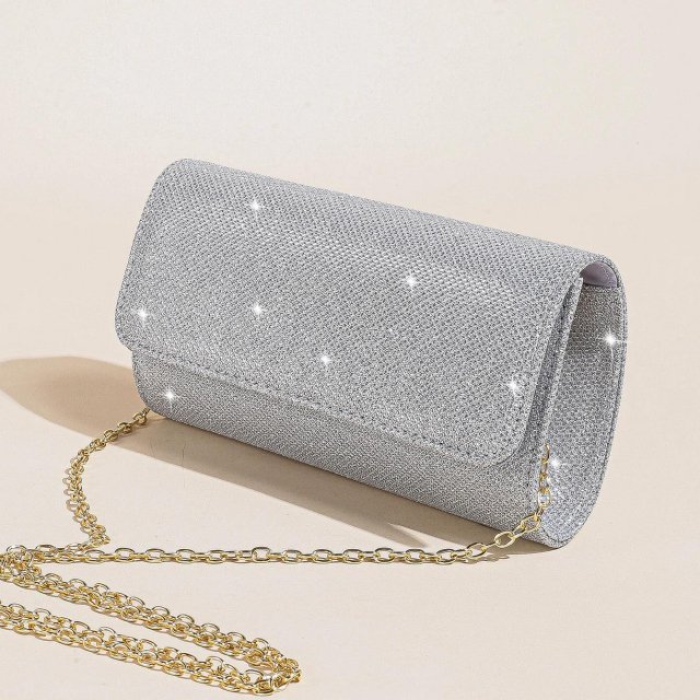 Glitter Fold-Over Clutch Purse – Sparkling Evening Handbag for Women