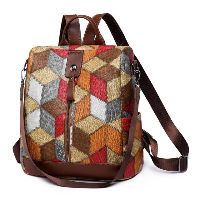 Anti-Theft Waterproof PU Leather Backpack – Multi-Pocket School Bag